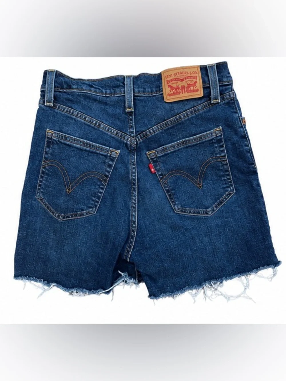 Levi’s Ribcage Straight Ankle Cutoff Denim Shorts Size 28 High Rise Dark Wash